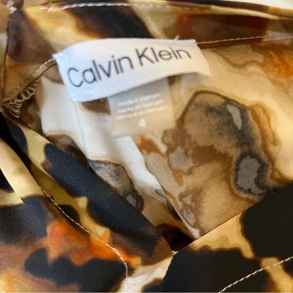 Calvin Klein Animal Print Tie Shoulder Maxi Dress Sz 4 - Picture 12 of 13